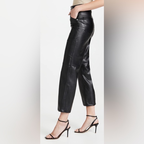 BLANK NYC Baxter Straight Leg Hi-Rise Faux Vegan Leather Jeans Black NWT 30 - Picture 8 of 11